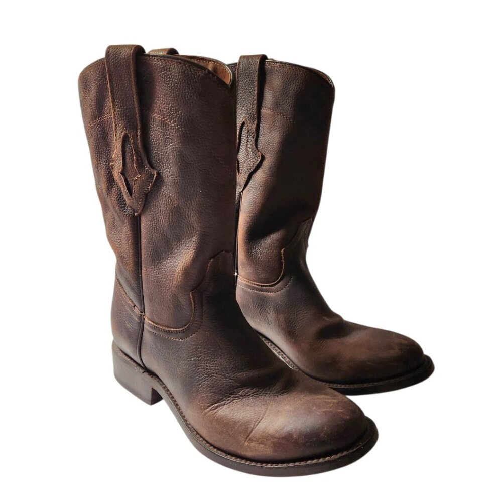 Resistol Ranch Roper Cowboy Western Boots Womens Size 7.5 B Dark Brown Leather